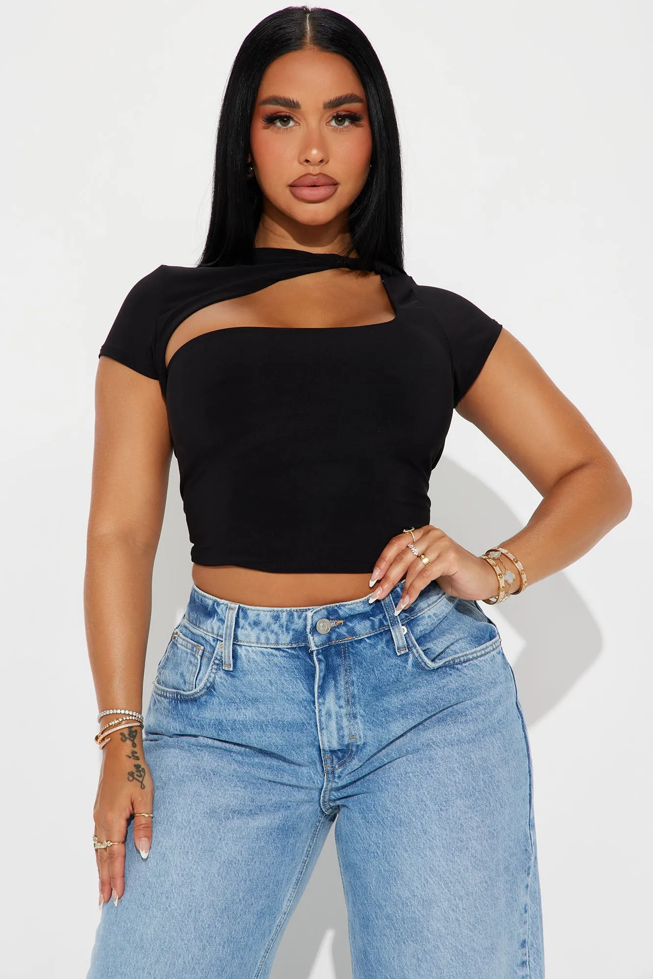 Portia Cut Out Top - Black sold by Fashion Nova