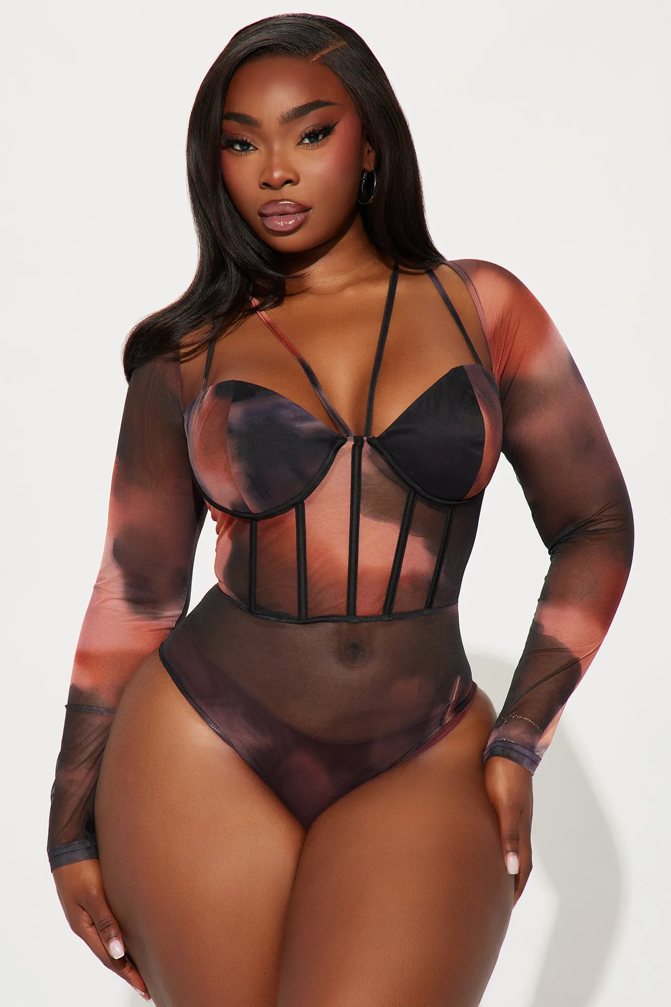 Maribelle Mesh Bodysuit - Peach/combo sold by Fashion Nova product image thumbnail 5