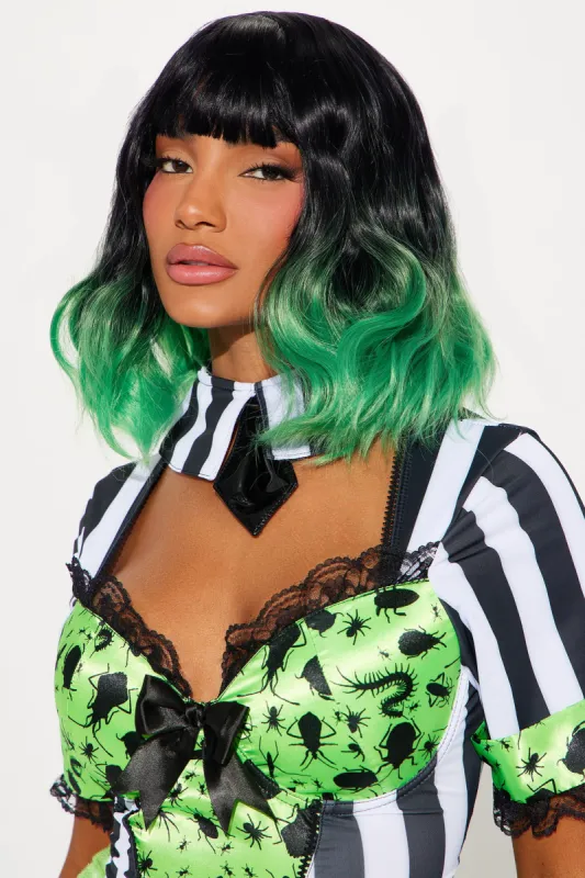 Misbehaving Babe Ombre Costume Wig - Black/Green sold by Fashion Nova