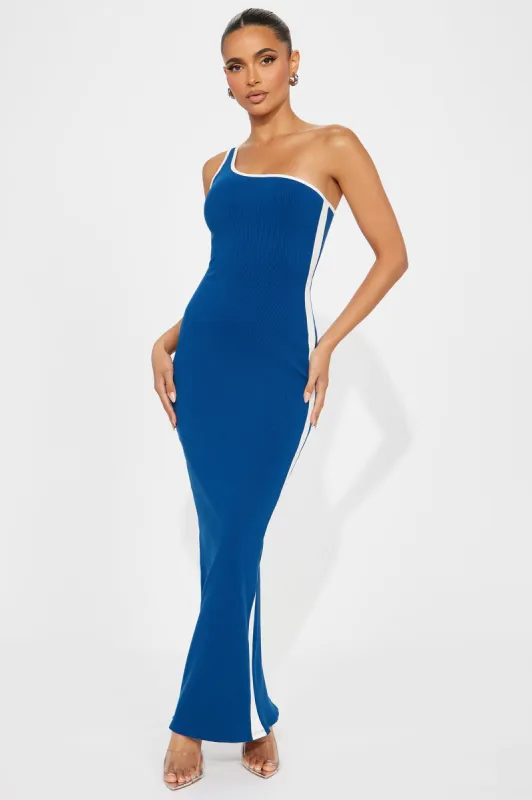 Maya Snatched Maxi Dress - Navy/combo sold by Fashion Nova