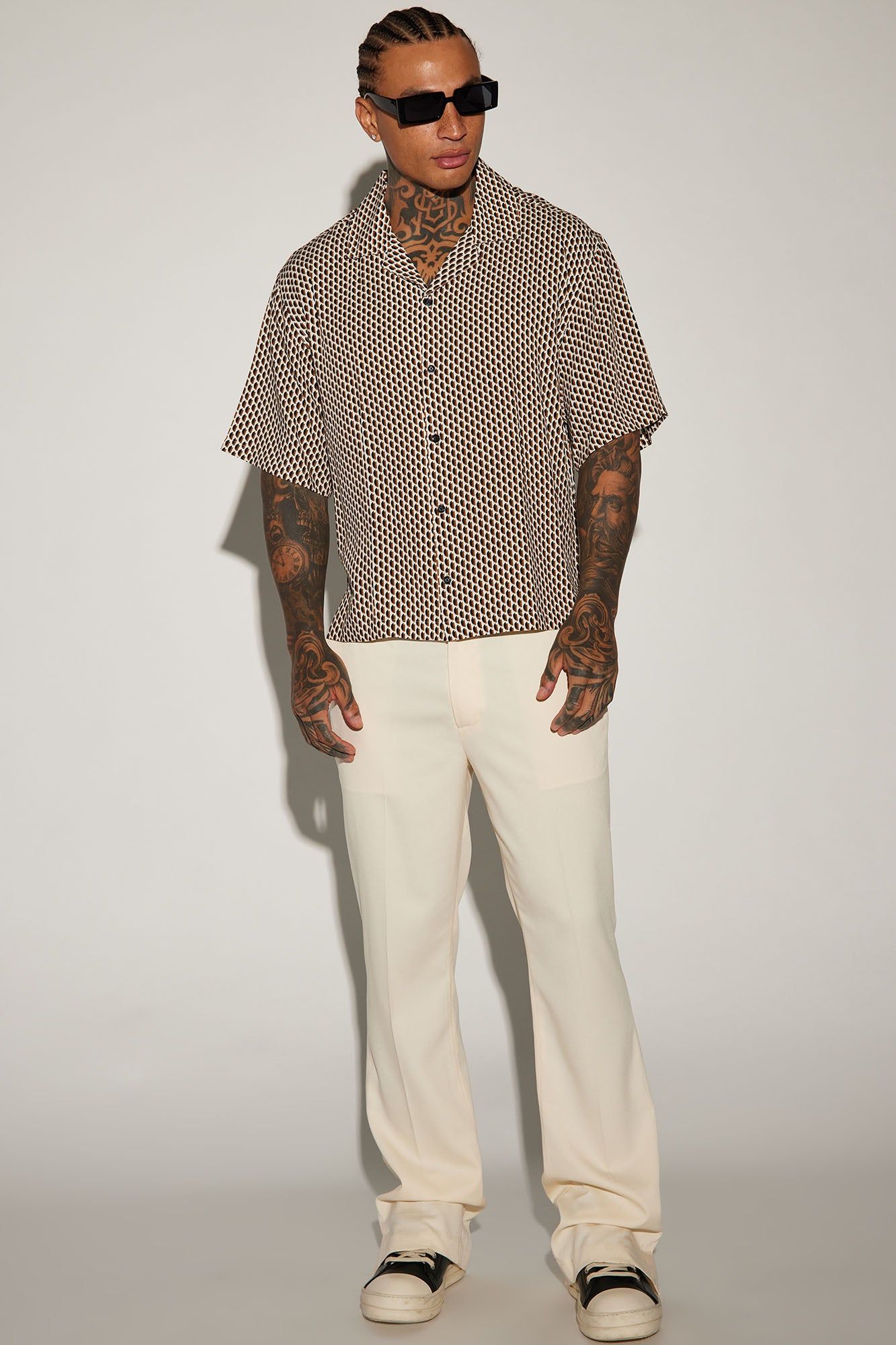 Diverse Geometric Button Up Shirt - Cream/combo sold by Fashion Nova product image thumbnail 2