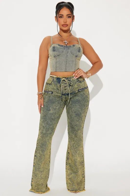 Know You Well Acid Wash Flare Jean - Vintage Wash sold by Fashion Nova