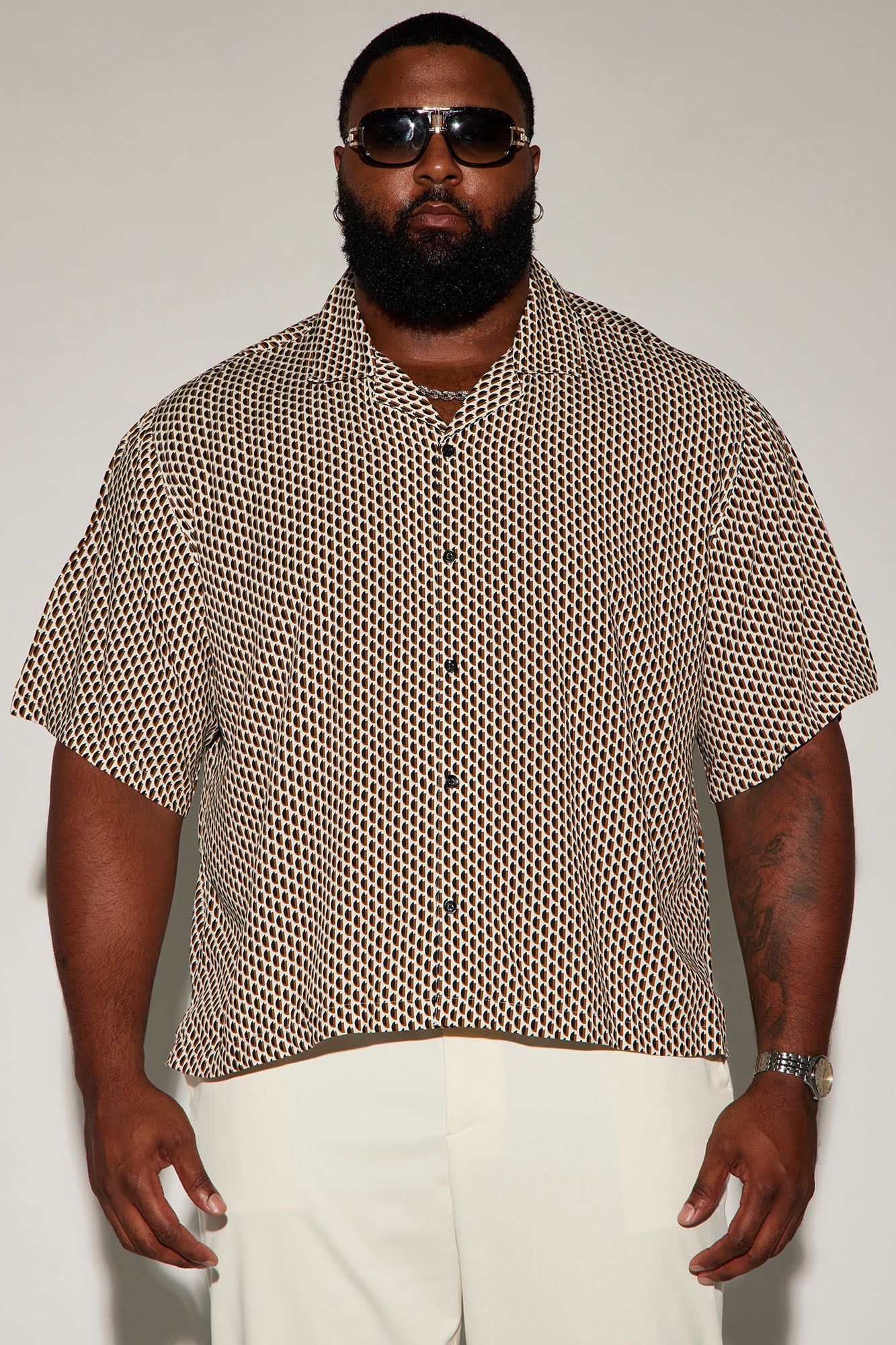 Diverse Geometric Button Up Shirt - Cream/combo sold by Fashion Nova product image thumbnail 5
