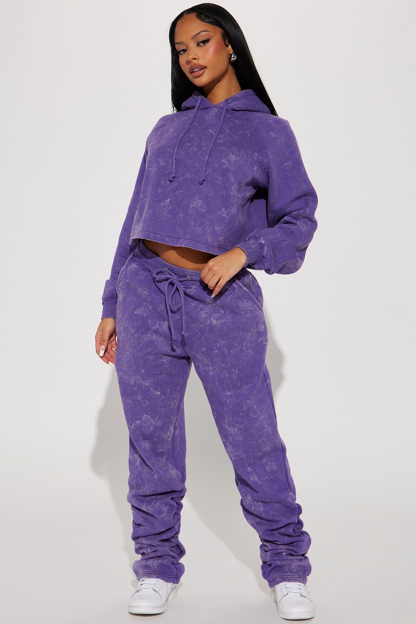 My Time Mineral Wash Jogger Set - Purple sold by Fashion Nova