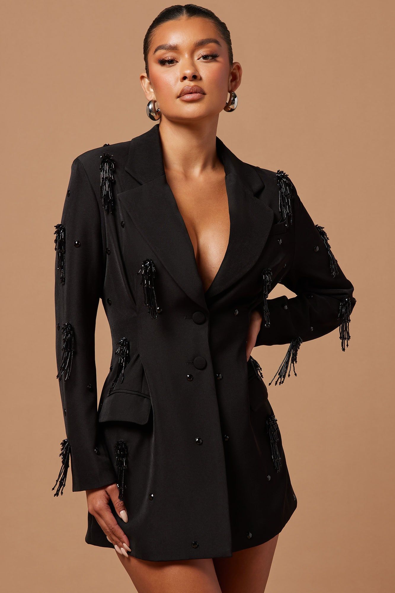Jamie Embellished Blazer - Black sold by Fashion Nova