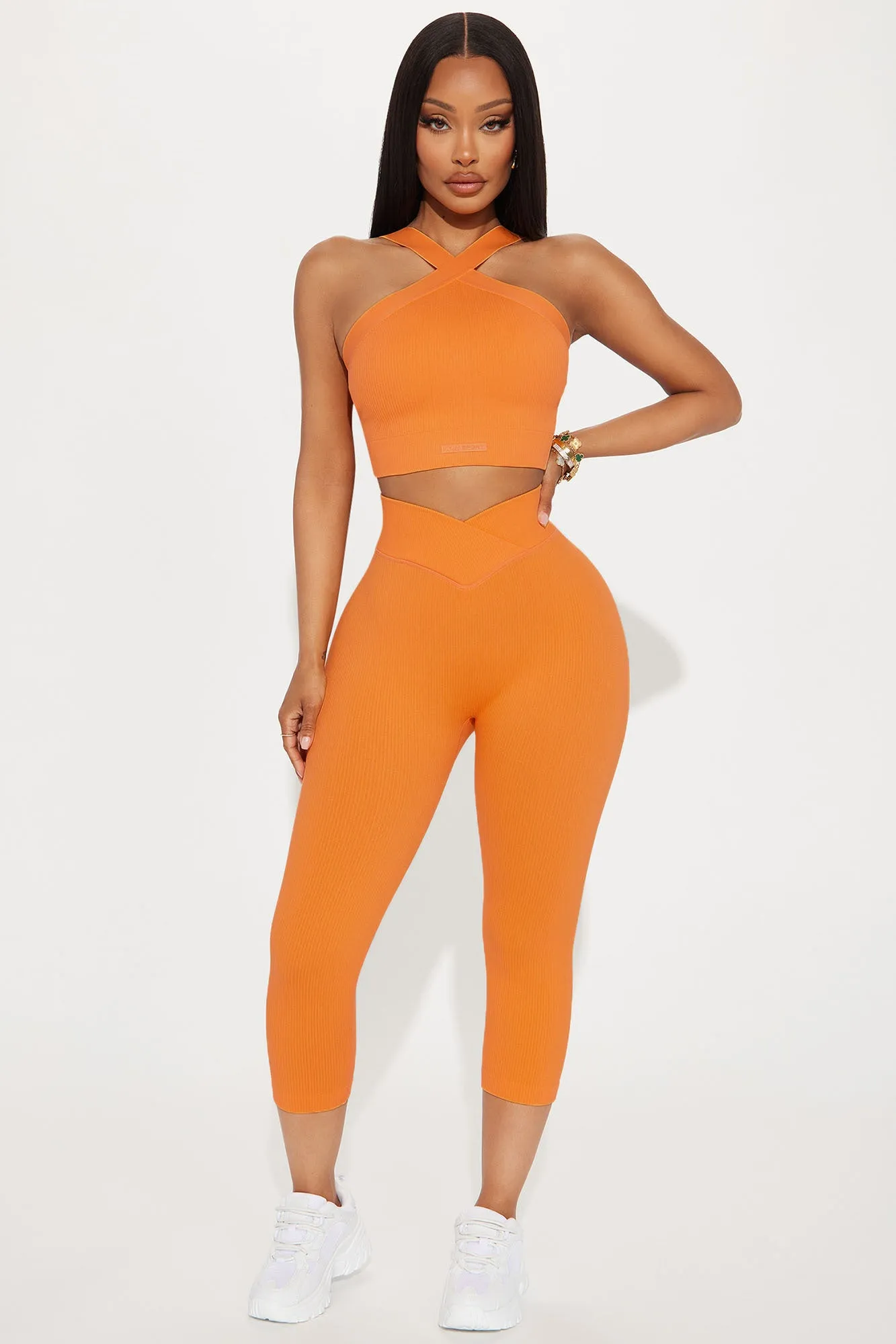 Double Cross Effortless Seamless Active Sports Bra - Tangerine sold by Fashion Nova product image thumbnail 2