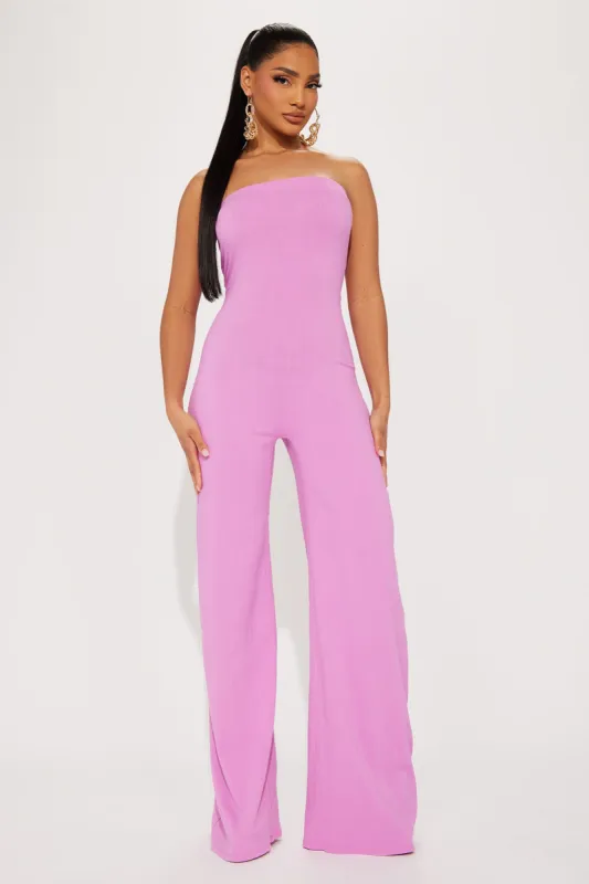 Malibu Brunch Stretch Linen Jumpsuit - Orchid sold by Fashion Nova