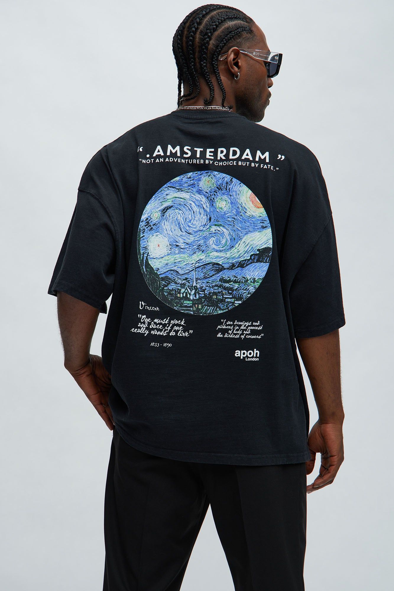 Vincent Van Gogh Starry Night Oversized Short Sleeve Tee - Black sold by Fashion Nova