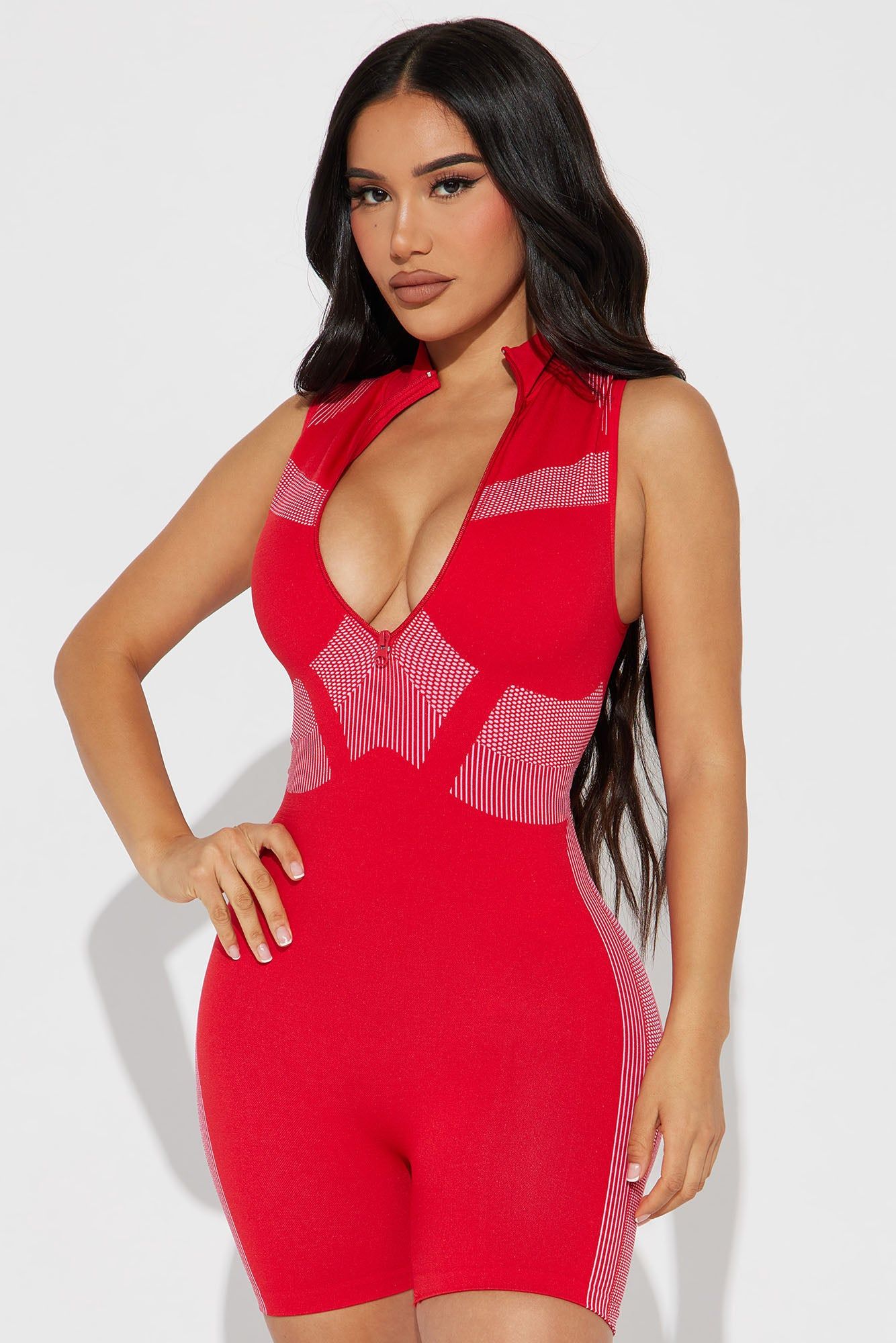 Rasha Active Romper - Red/White sold by Fashion Nova product image thumbnail 2