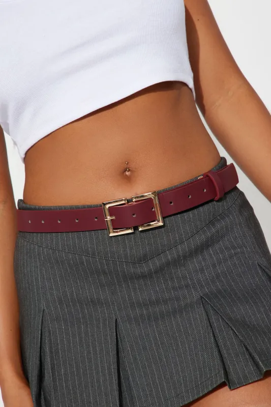 Heading To The Office Belt - Burgundy sold by Fashion Nova