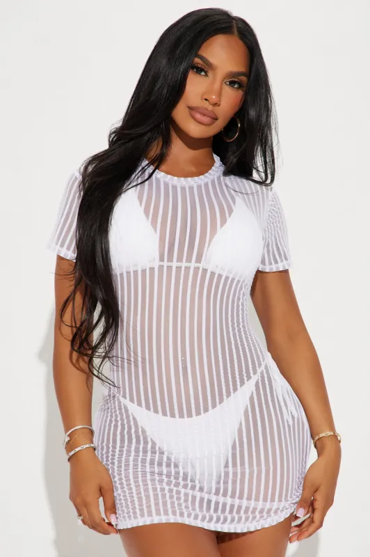 Palm Shade Stripe Cover Up - White sold by Fashion Nova