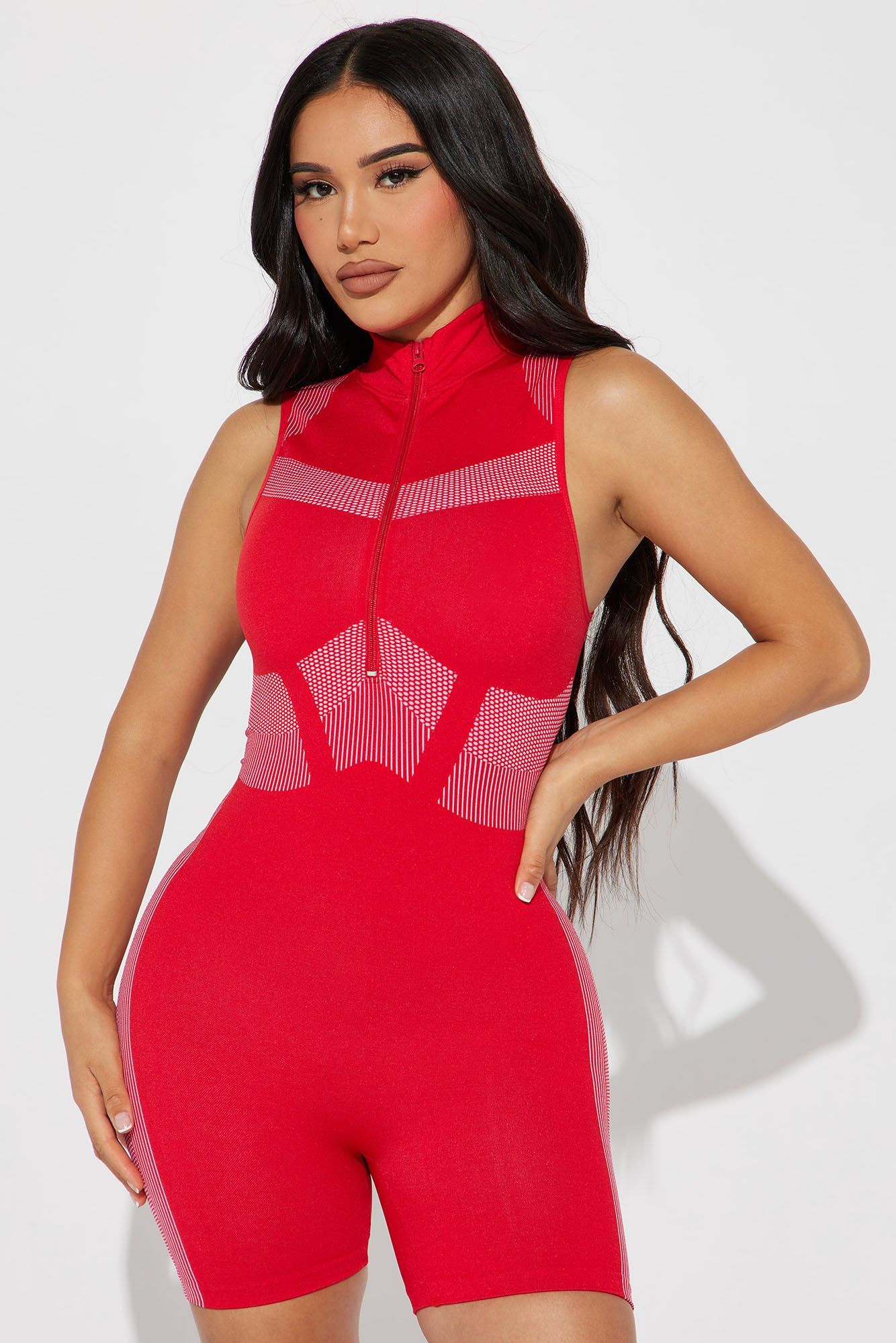 Rasha Active Romper - Red/White sold by Fashion Nova product image thumbnail 3