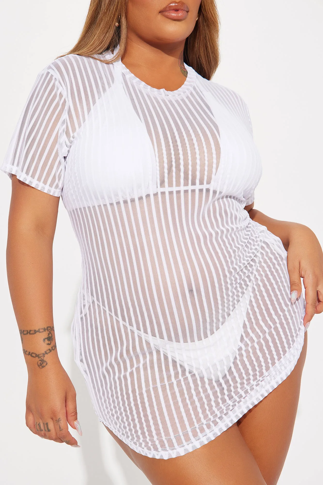 Palm Shade Stripe Cover Up - White sold by Fashion Nova product image thumbnail 5