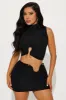 Stepping Out Mesh Mini Skirt Set - Black sold by Fashion Nova