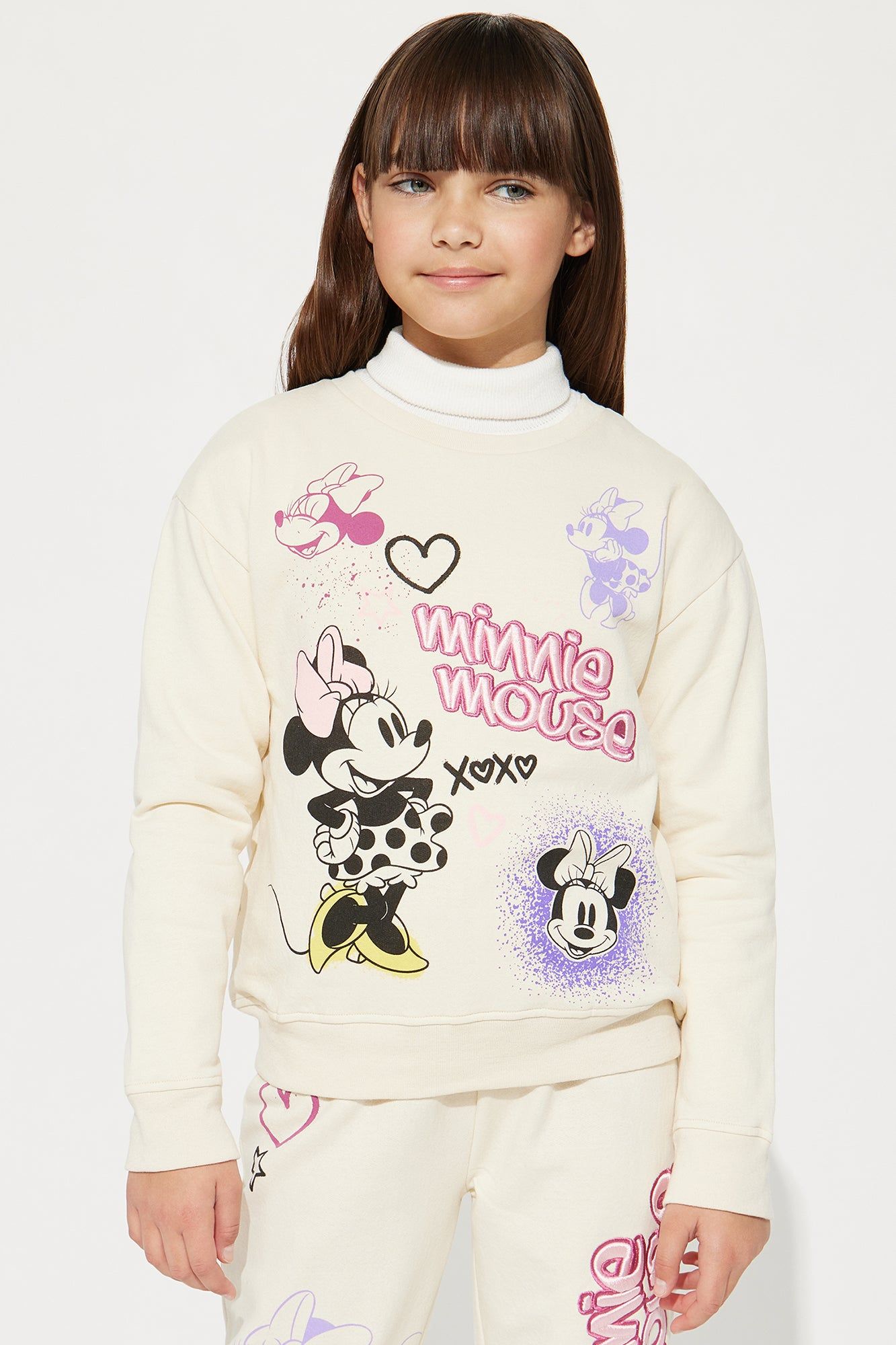 Mini Minnie Mouse Graffiti Crew Neck Jogger Set - Ivory sold by Fashion Nova product image thumbnail 2