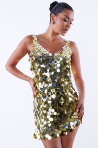 Guilia Mini Dress - Gold/Multi sold by Fashion Nova