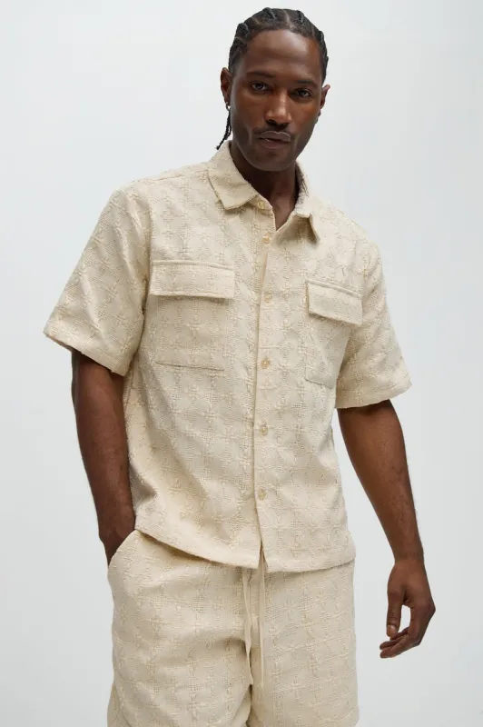 Mav Textured Shirt - Oatmeal sold by Fashion Nova