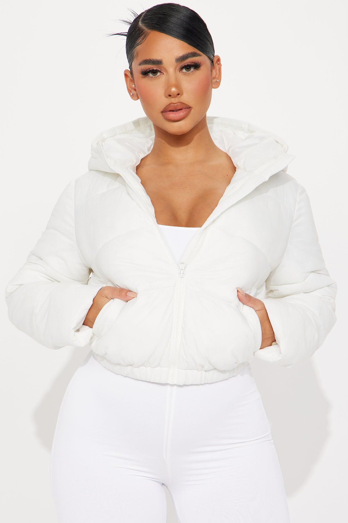 Up And About Puffer Coat - Ivory sold by Fashion Nova