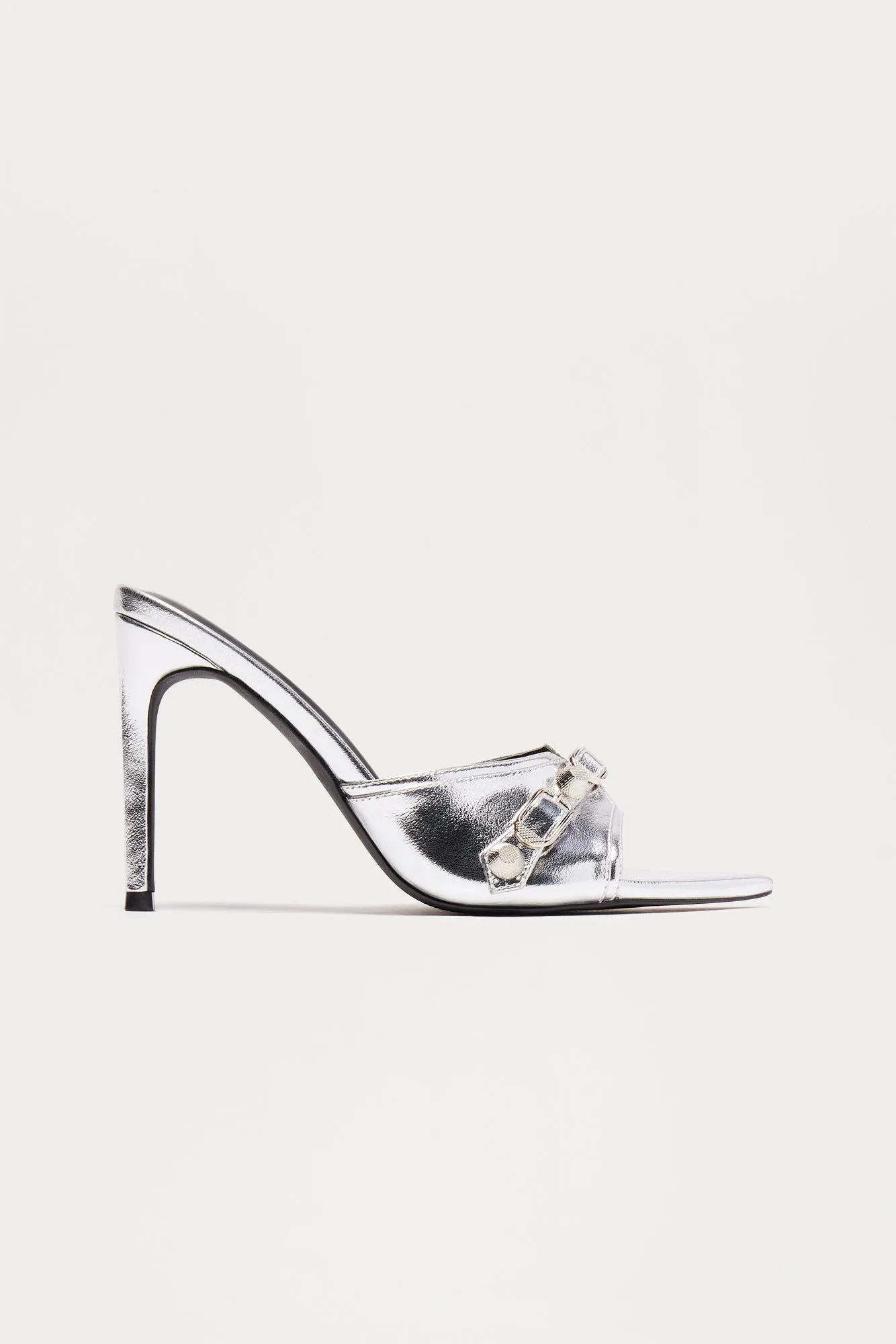 Alessia Heeled Mules - Silver sold by Fashion Nova
