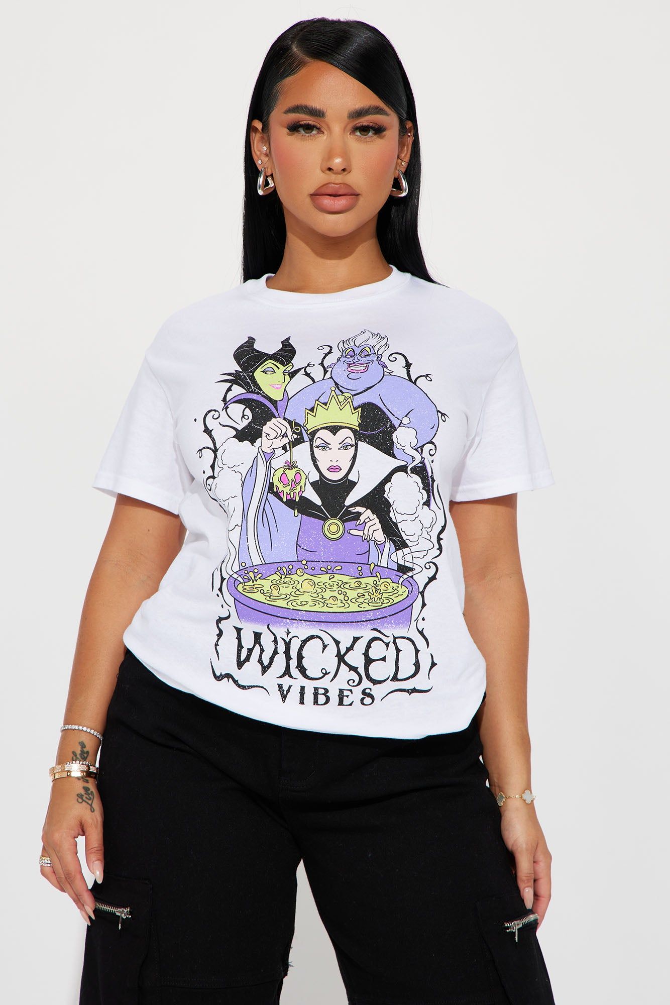 Totally Wicked Disney Villians Graphic Tshirt - White sold by Fashion Nova