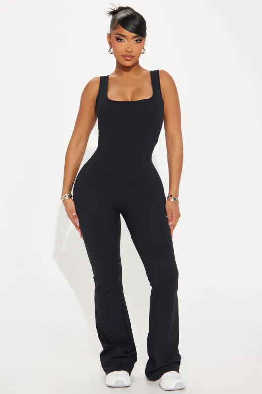 Body Burn Super Soft Active Jumpsuit - Black sold by Fashion Nova
