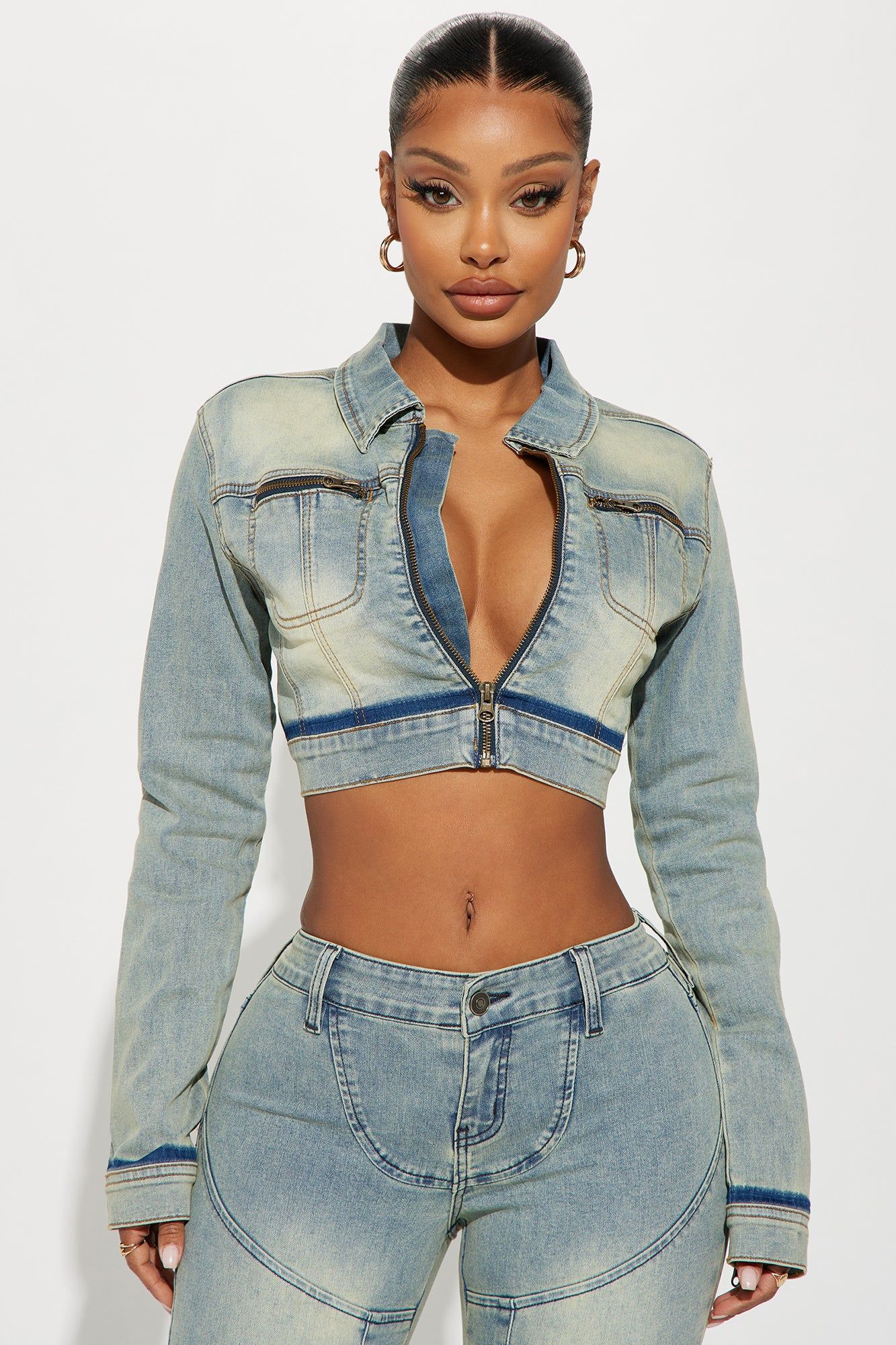 Safe Journey Moto Denim Jacket - Medium Wash sold by Fashion Nova