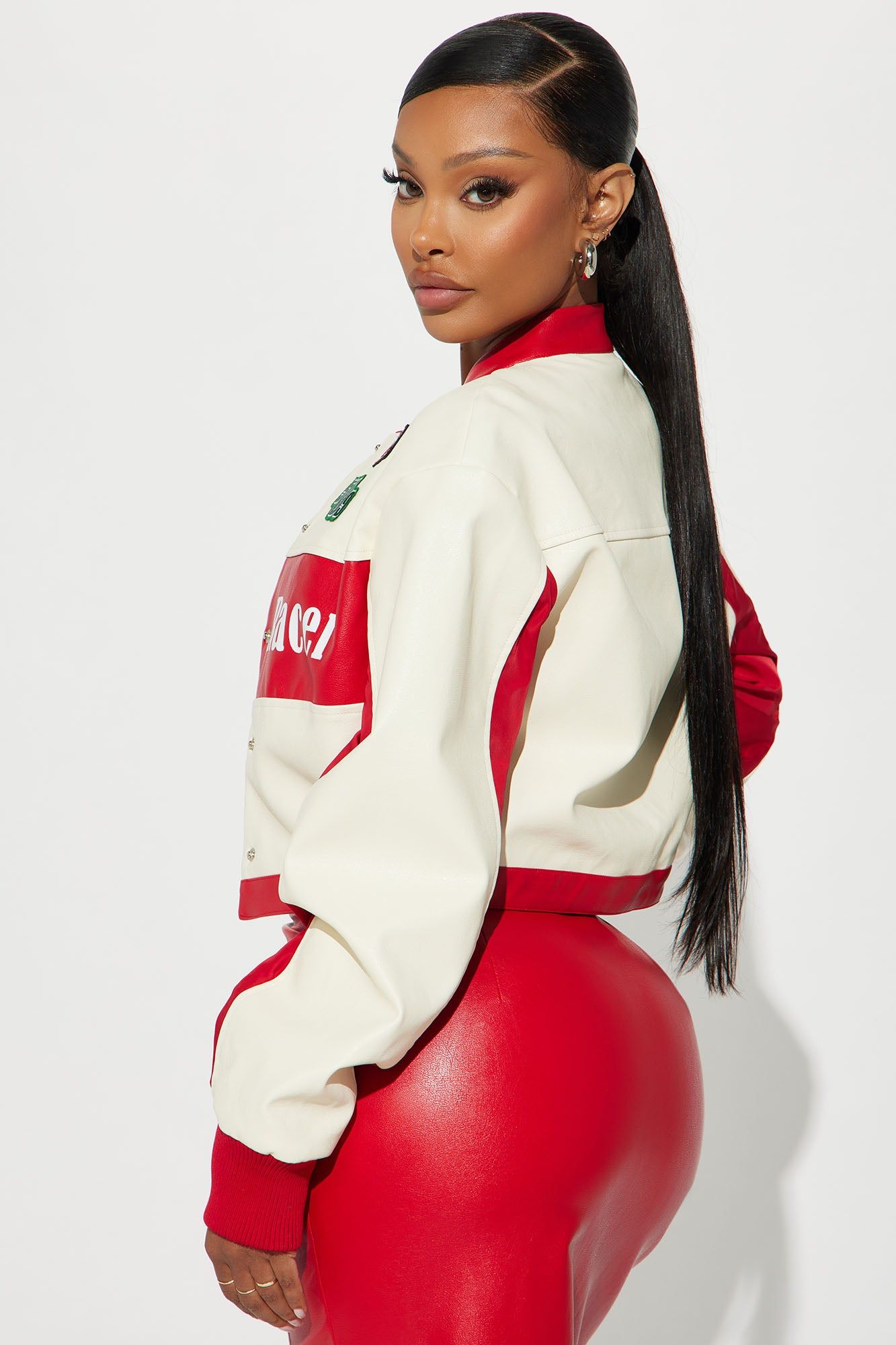 Hot Rod Cropped Moto Jacket - Red/combo sold by Fashion Nova product image thumbnail 5