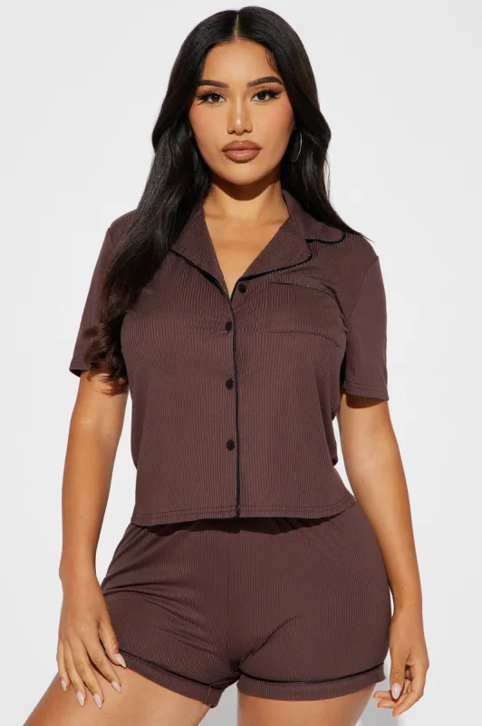 Morning Coffee PJ Short Set - Chocolate sold by Fashion Nova
