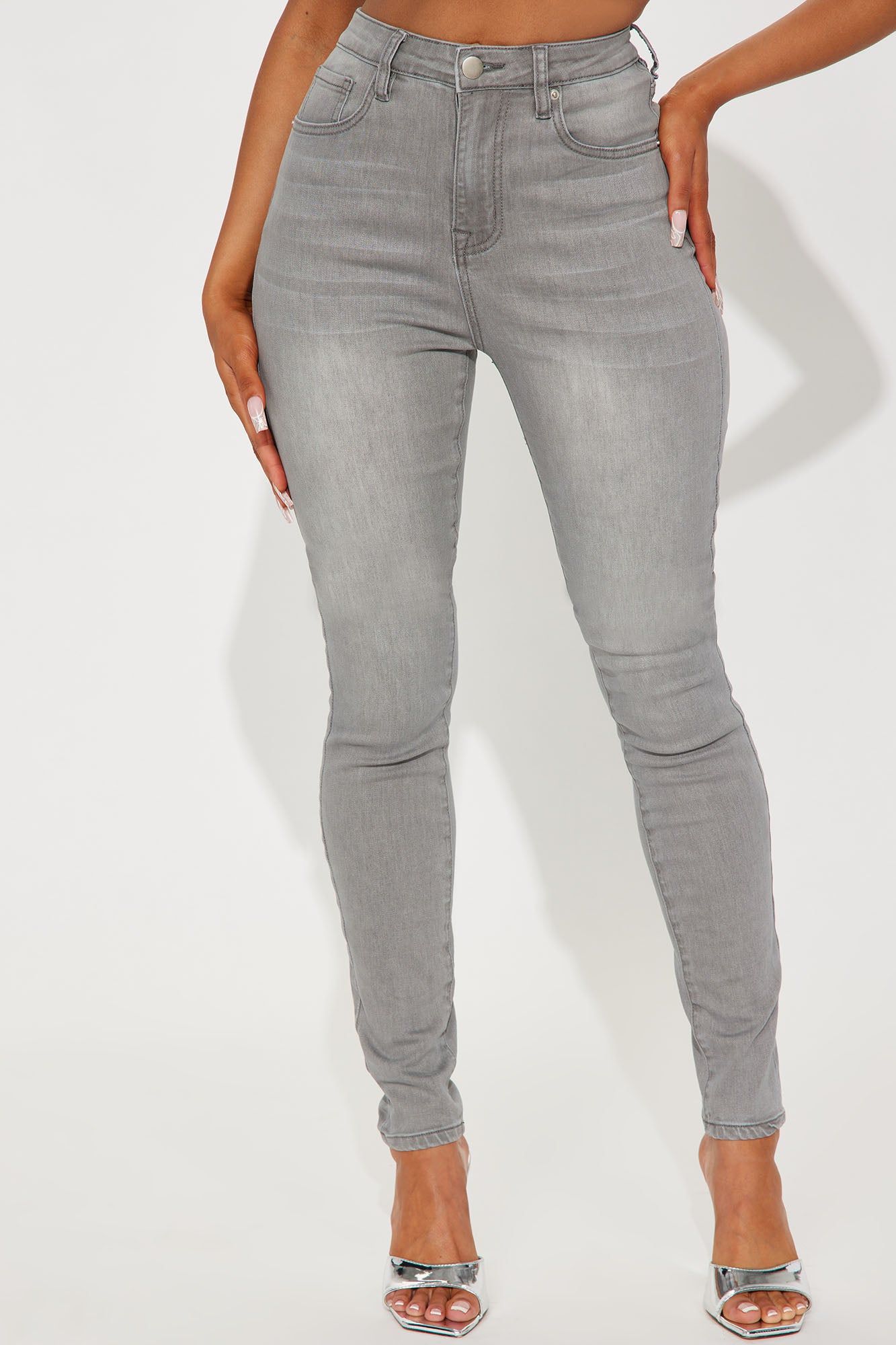 Tall Audrey High Rise Stretch Skinny Jeans - Grey sold by Fashion Nova product image thumbnail 2