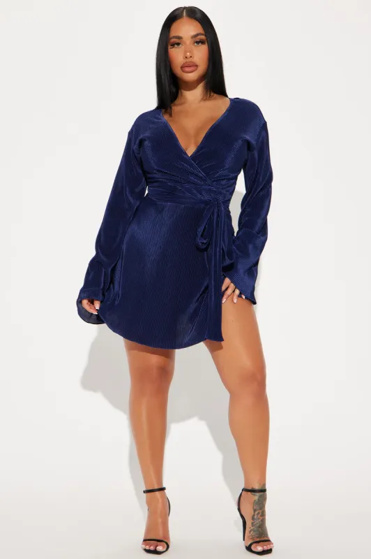 Ciara Plisse Mini Dress - Navy sold by Fashion Nova