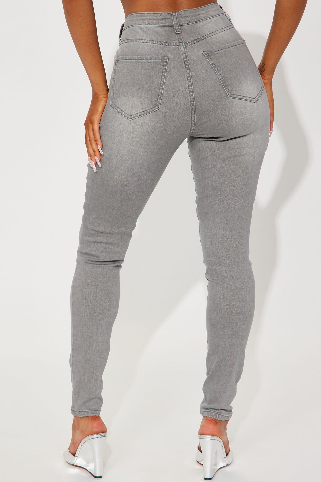 Tall Audrey High Rise Stretch Skinny Jeans - Grey sold by Fashion Nova product image thumbnail 3