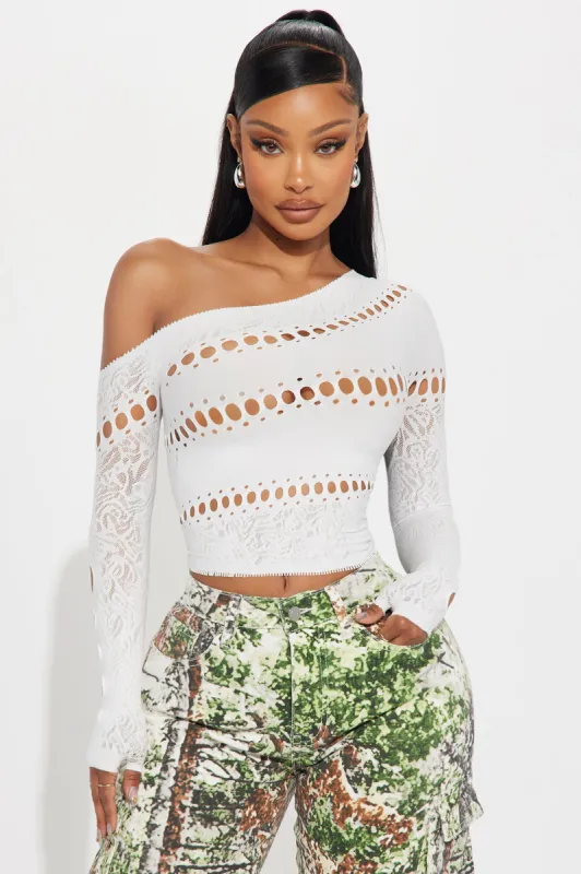 Chase The Feeling Seamless Off Shoulder Top - White sold by Fashion Nova