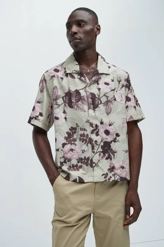 Dazed Floral Paisley Shirt - Oatmeal sold by Fashion Nova