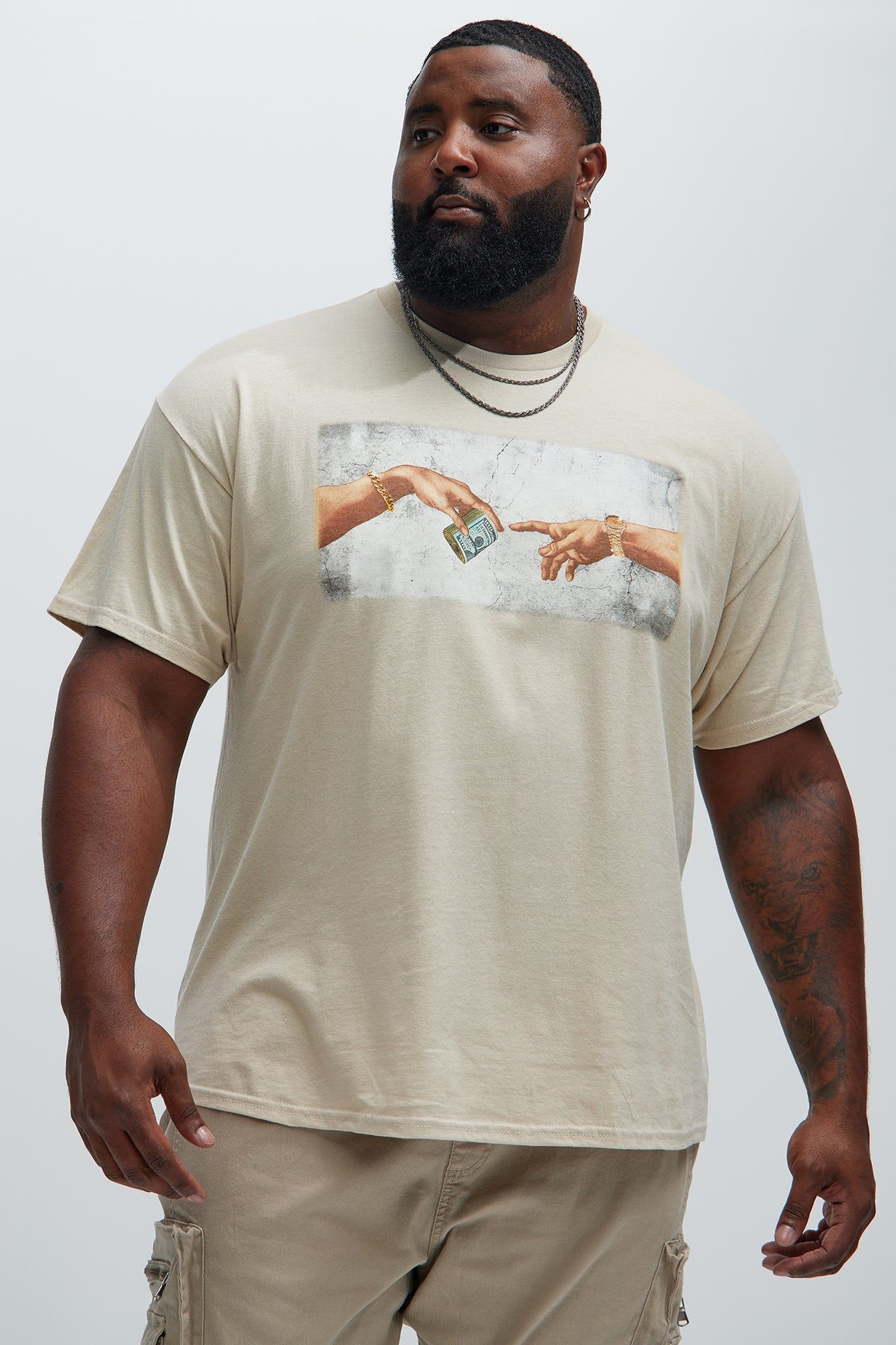 Creation Of Hustle Short Sleeve Tee - Sand sold by Fashion Nova product image thumbnail 4