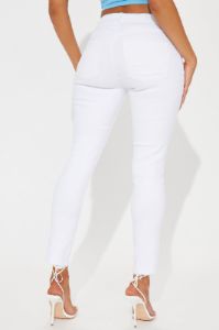 Highly Selective Stretch Skinny Jeans - White sold by Fashion Nova