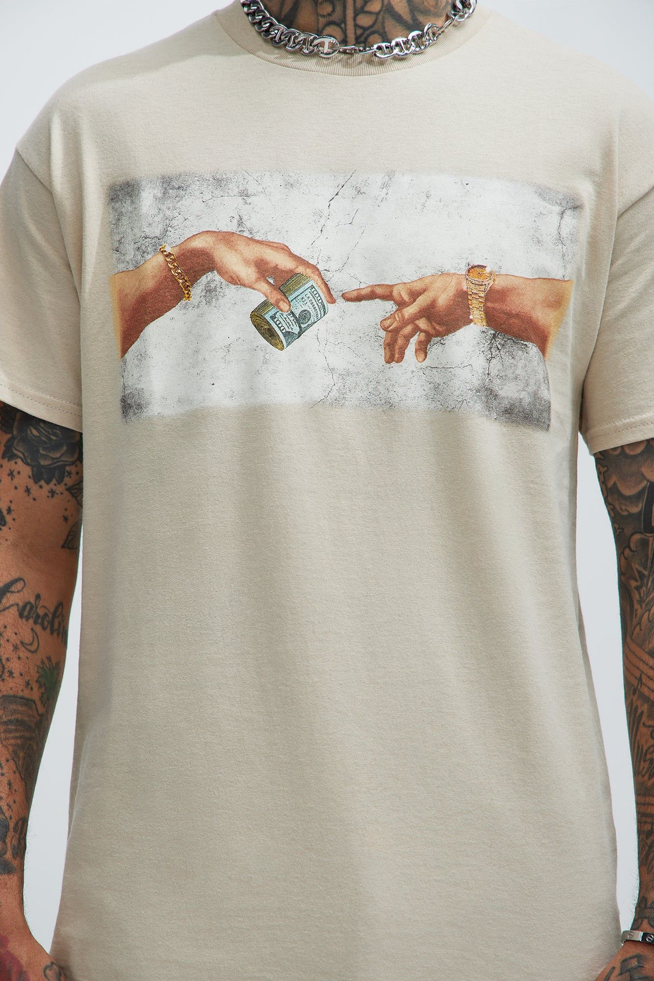 Creation Of Hustle Short Sleeve Tee - Sand sold by Fashion Nova product image thumbnail 3