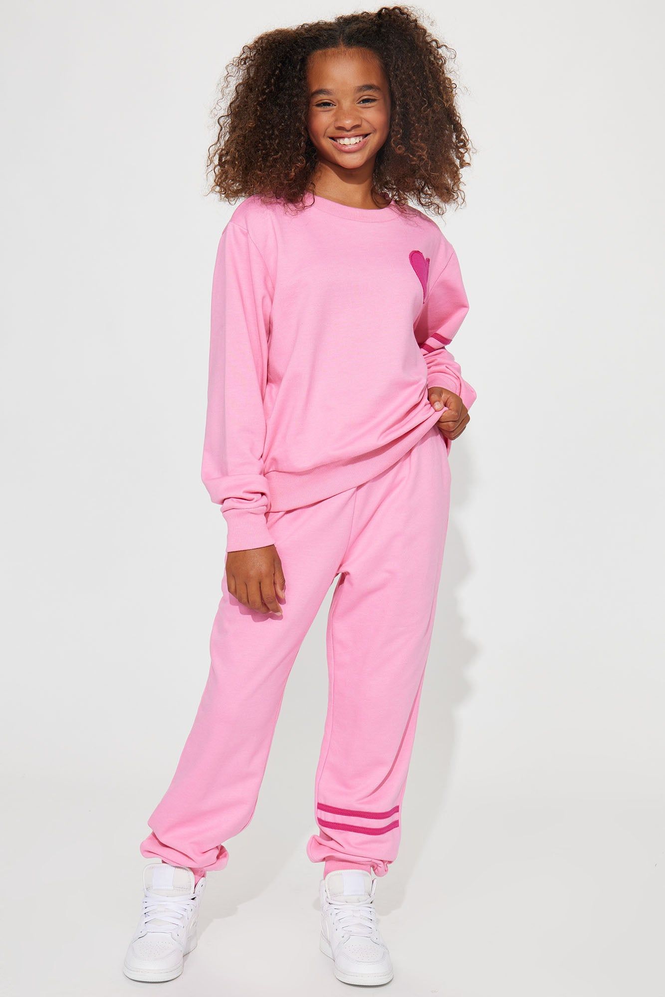 Mini Heartthrob French Terry Jogger Set - Pink sold by Fashion Nova