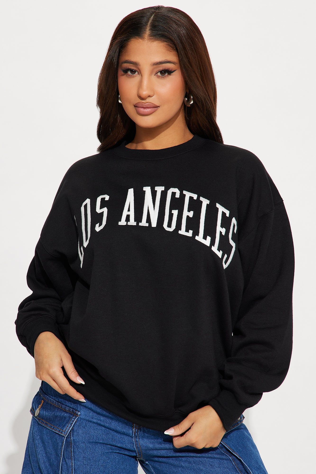 Los Angeles Embroidered Sweatshirt - Black sold by Fashion Nova