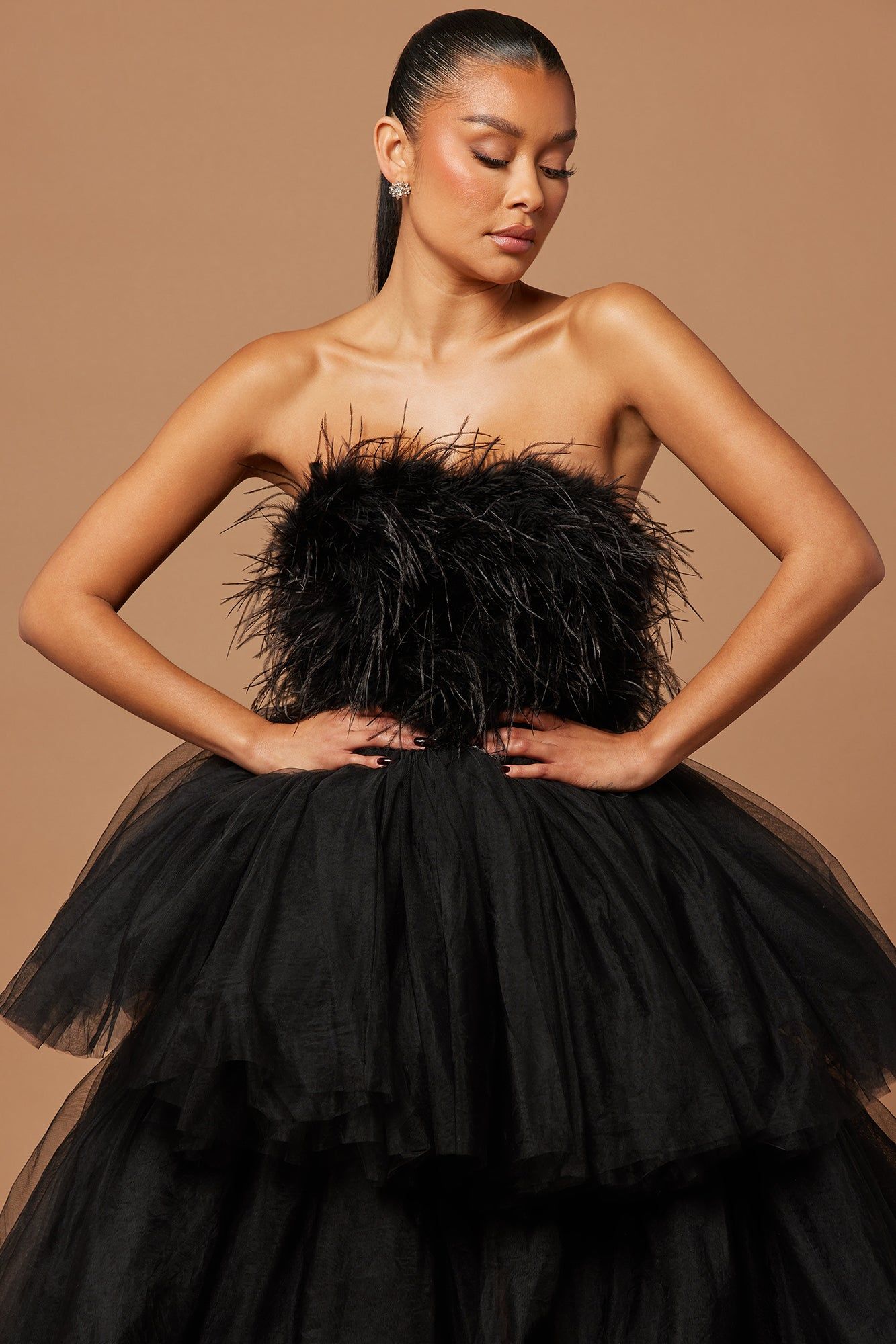 Livia Feather Tulle Gown - Black sold by Fashion Nova product image thumbnail 2