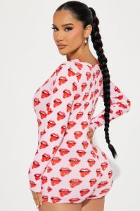 Feeling A Little Naughty PJ Romper Onesie - Pink sold by Fashion Nova