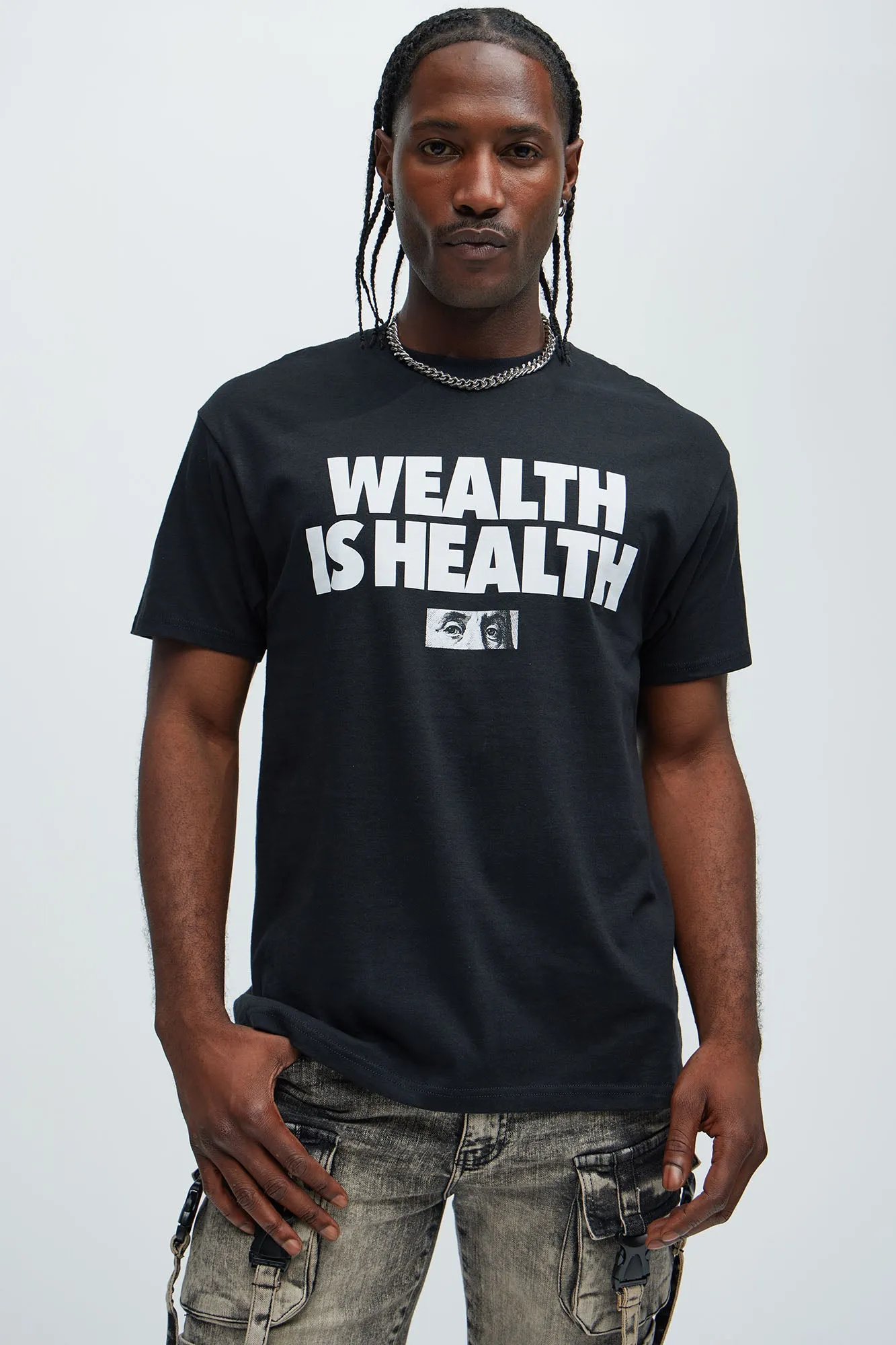 Wealth Is Health Short Sleeve Tee - Black sold by Fashion Nova