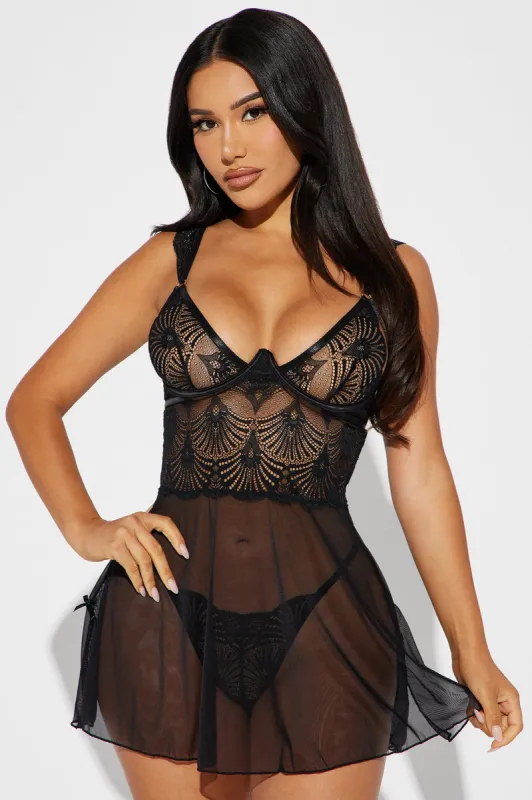 Favorite Ex Lace Babydoll - Black sold by Fashion Nova
