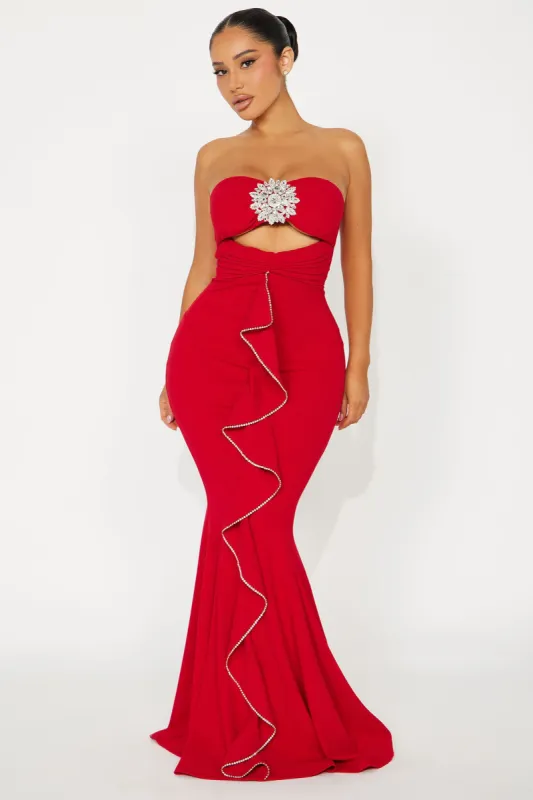 Make a Statement Mermaid Gown - Red sold by Fashion Nova