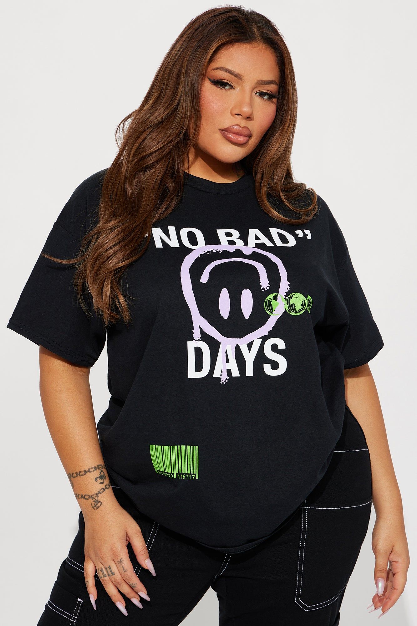 No Bad Days Smiley Graphic Tee - Black sold by Fashion Nova product image thumbnail 4