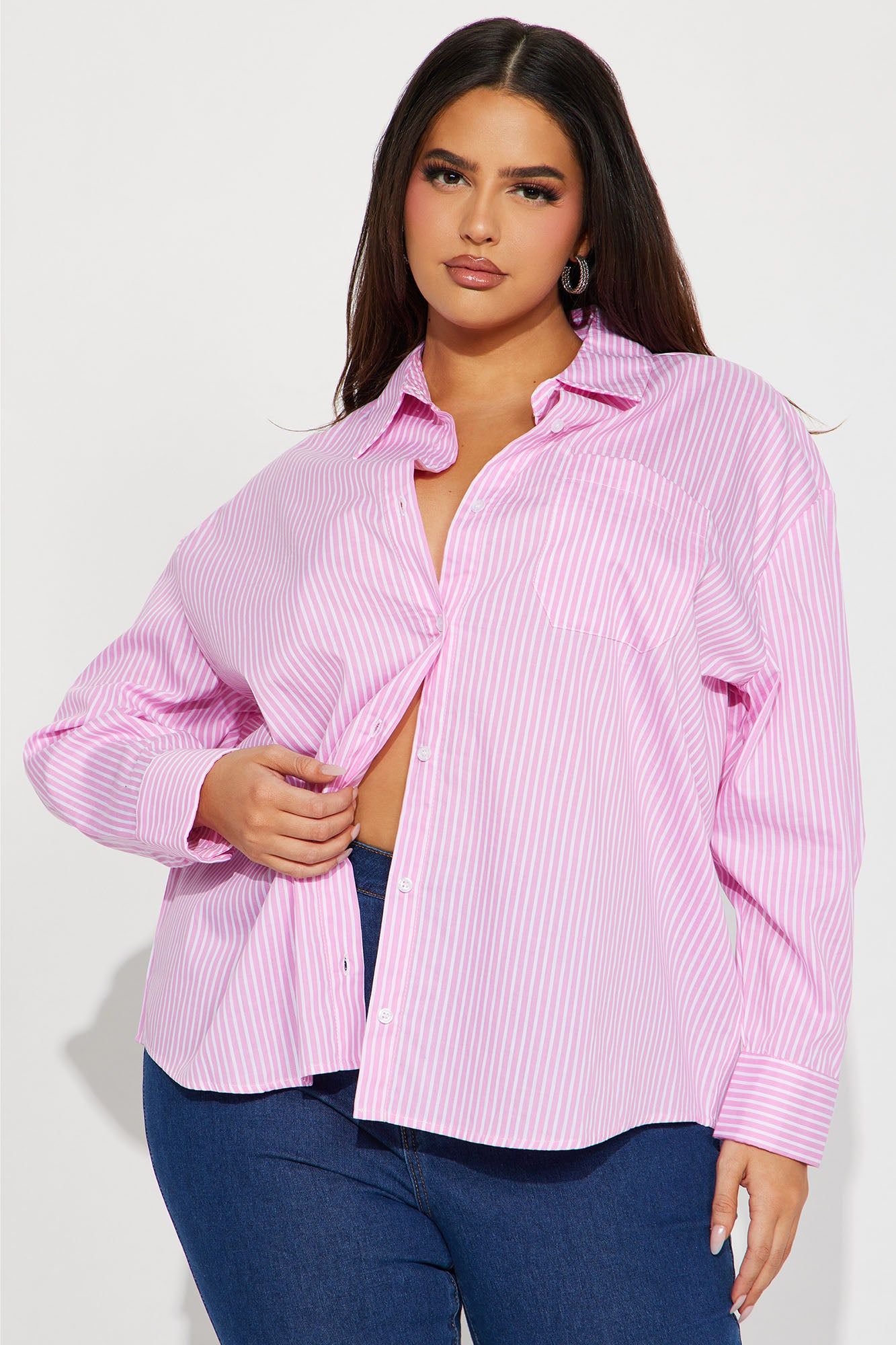 Business Casual Striped Shirt - Pink/combo sold by Fashion Nova product image thumbnail 4