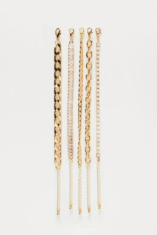 Link Up 5 Piece Bracelet Set - Gold sold by Fashion Nova