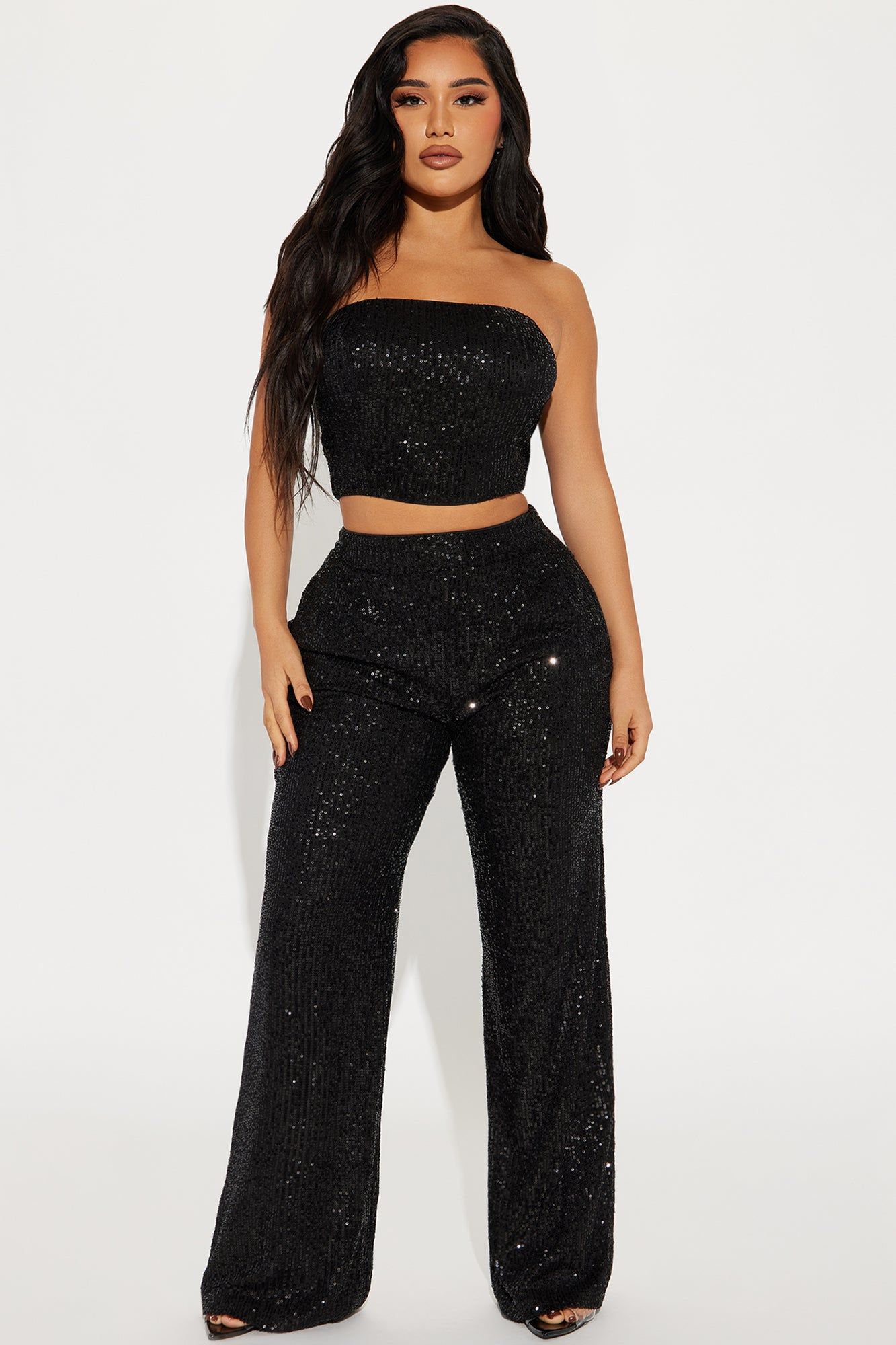 Stella Sequin Pant Set - Black sold by Fashion Nova