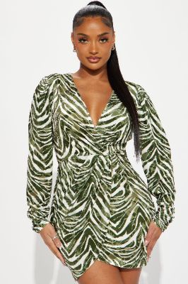Amelia Tropical Mini Dress - Olive sold by Fashion Nova