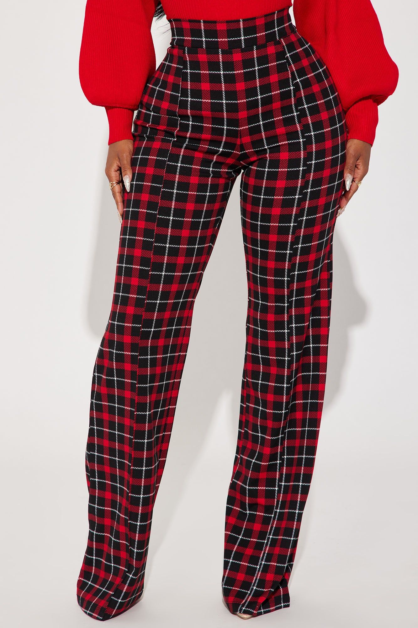 Victoria High Waisted Dress Pant - Red/Black sold by Fashion Nova product image thumbnail 2