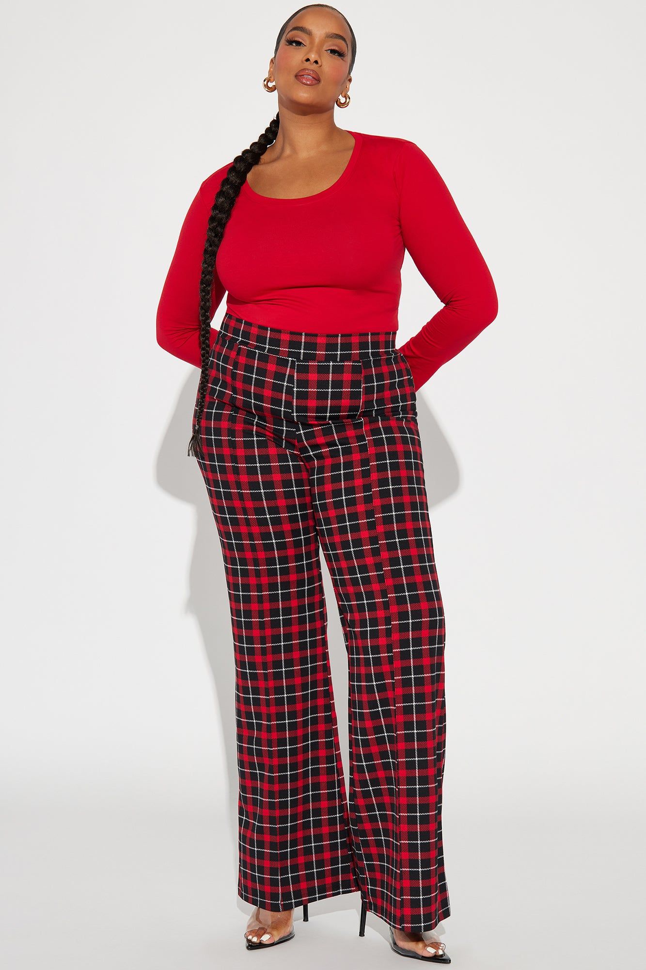 Victoria High Waisted Dress Pant - Red/Black sold by Fashion Nova product image thumbnail 4